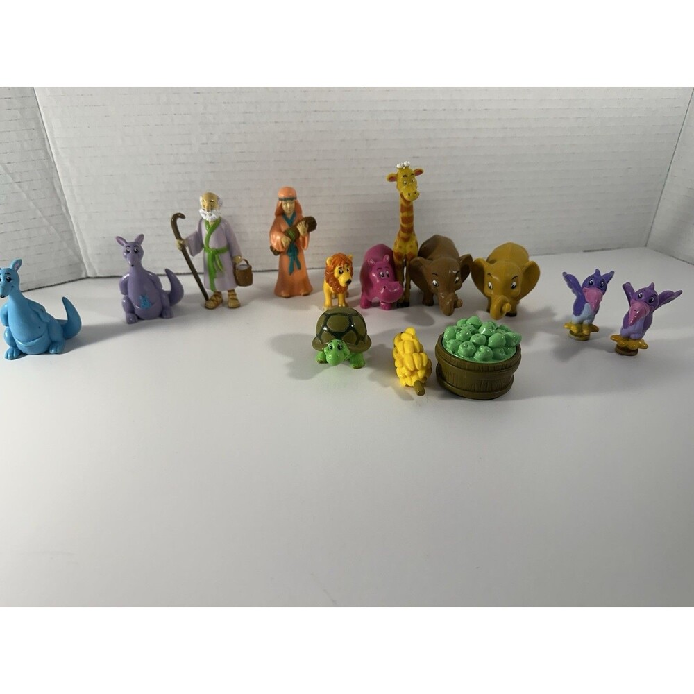 Noahs Ark Boley 2001 Bible Figures Plastic Figurines PVC Vintage Lot Of 14 Used